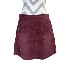 Prana maroon burgundy corduroy skirt with pockets